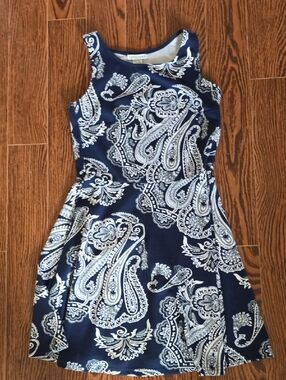 Connection 18 Navy and White Paisley Sleeveless Fit & Flare Dress